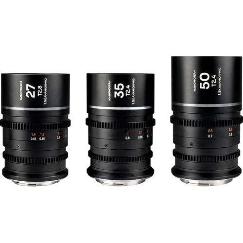 Laowa Nanomorph S35 Prime 3-Lens Bundle (Sony E, Canon RF, Fuji X, m43, ARRI PL & Canon EF) Silver Flare model - 1